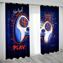 2pcs Ps5 Gaming Board Curtains For Boys & Girls, Men's Cool 3d Printed Gaming Room Curtains. Colorful Curtains Featuring Game Consoles, Controllers For Modern Gaming Console Room Decor - Blue - View 4