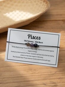 Pulsera de cuerda con tema de constelación con tarjeta de mensaje pulsera de cuentas de cristal curativo joyería de horóscopo - Multicolor - Ver 1