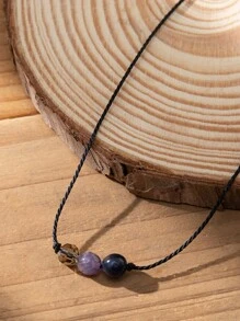 Pulsera de cuerda con tema de constelación con tarjeta de mensaje pulsera de cuentas de cristal curativo joyería de horóscopo - Multicolor - Ver 2