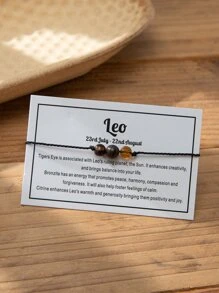 星座主題繩索手鍊帶留言卡治愈水晶串珠手鍊星座飾品 - 彩色 - 查看 1