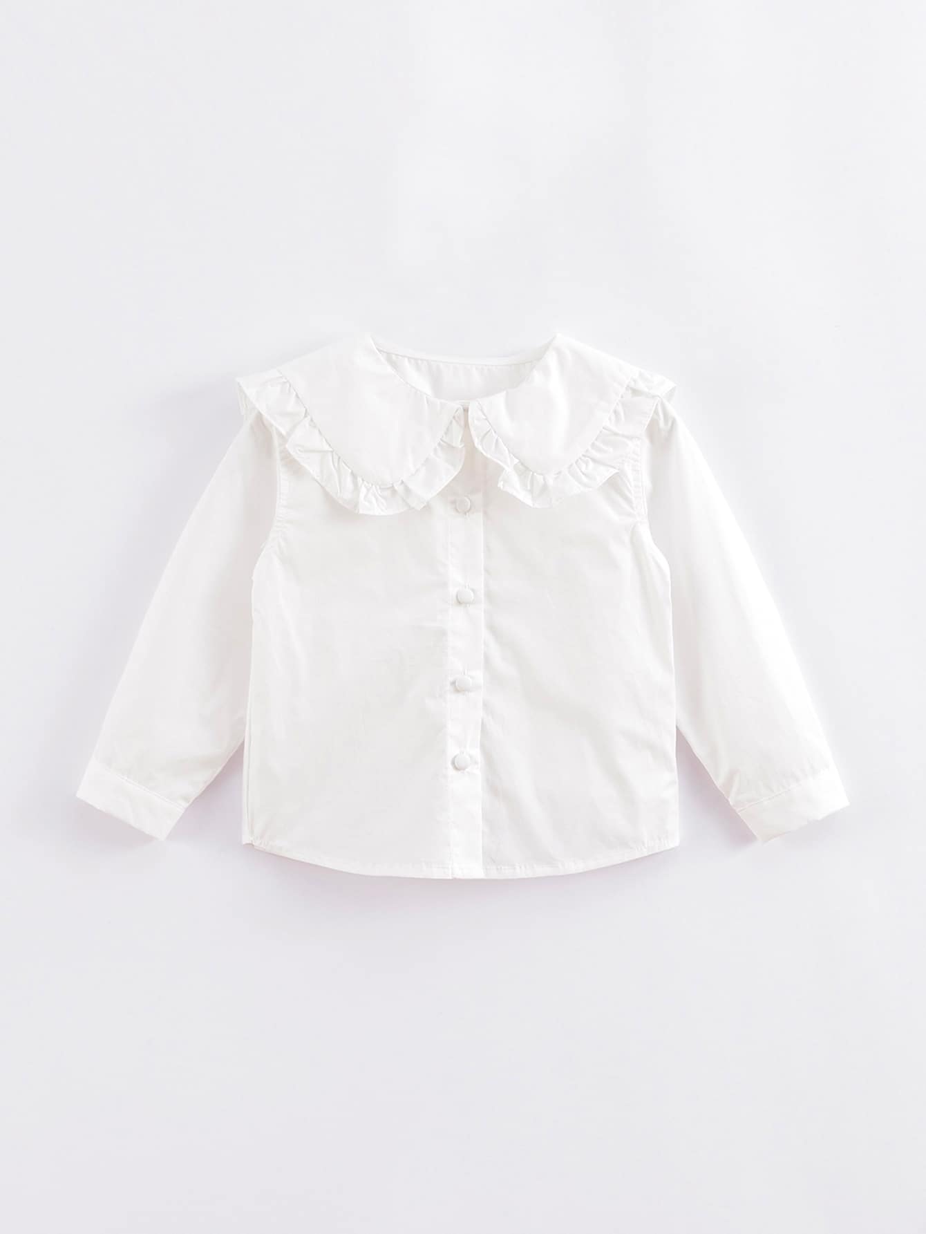 MARC&JANIE Young Girls Fashionable Cute Ruffle Collar Long Sleeve Blouse, Autumn - White - View 1