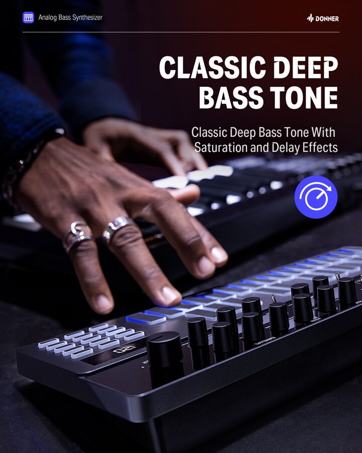 Donner Synthesizer Sequencer Analog Bass Essential for DJ