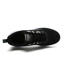 女性運動鞋休閒平底鞋透氣網布訓練鞋 - 黑色 - 查看 4