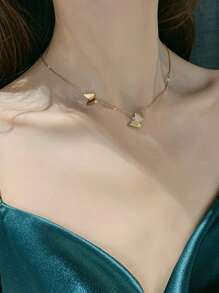 1 set Juego de collar y pendientes de acero inoxidable con diseño de mariposa, a prueba de agua y resistente a la decoloración, de estilo minimalista y elegante para uso diario