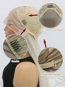 長直假髮合成蕾絲前假髮灰色銀白色頭髮無膠合成假髮女式日常使用24英寸 - 灰色 - 查看 6