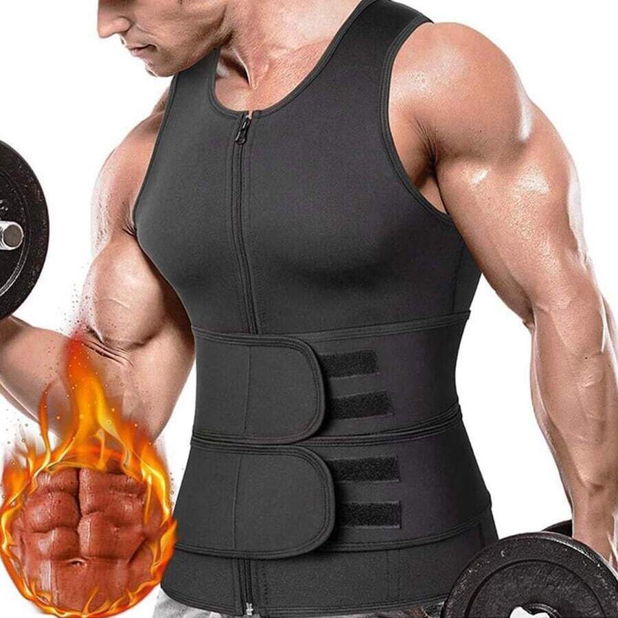 Sports Outdoor Sauna Vest For Men With Waist Trainer Neoprene Sauna Sweat Suit Slimming Shirt Workout Tank Top Body Shaper Fitness Shapewear Waist Trainer Corset Gym Accessories For Belly Slimming Girdles, Lumbar Girdles For Belly Slimming Corset