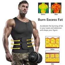 Sports Outdoor Sauna Vest For Men With Waist Trainer Neoprene Sauna Sweat Suit Slimming Shirt Workout Tank Top Body Shaper Fitness Shapewear Waist Trainer Corset Gym Accessories For Belly Slimming Girdles, Lumbar Girdles For Belly Slimming Corset