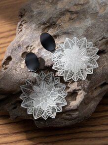 鏤空花朵設計耳環 - 彩色 - 查看 2