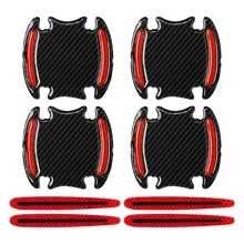 1set 8pcs Red Car Door Bowl Handle Reflective Stickers - Red - View 3