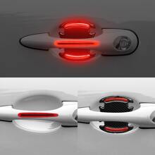 1set 8pcs Red Car Door Bowl Handle Reflective Stickers - Red - View 2