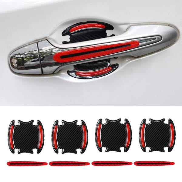 1 set 8 piezas rojo puerta del auto Bol asa reflectante Pegatinas