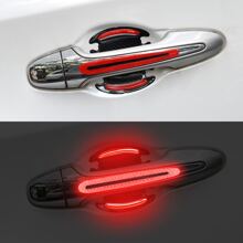 1set 8pcs Red Car Door Bowl Handle Reflective Stickers - Red - View 4
