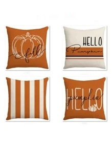 1入組萬聖節裝飾枕頭套 18x18 萬聖節裝飾農舍說戶外秋季枕頭家居裝飾靠墊盒 - 橘色 - 查看 4