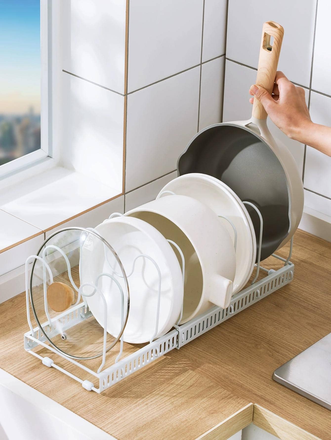 Lot de 2 supports de couvercle extensibles en acier inoxydable pour couvercle de casserole - Multifonction - Pour cuisine et barbecue