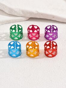 6 piezas/set Pinzas de cabello de colores con abertura en forma de corazón para mujeres - Multicolor - Ver 2