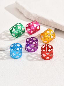 6 piezas/set Pinzas de cabello de colores con abertura en forma de corazón para mujeres - Multicolor - Ver 4