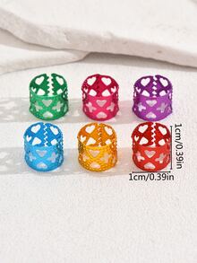 6 piezas/set Pinzas de cabello de colores con abertura en forma de corazón para mujeres - Multicolor - Ver 5