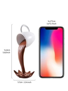 1 件悬浮树脂装饰漂浮咖啡杯，创意反重力倾斜咖啡杯装饰，适用于家庭、咖啡厅装饰和创意摄影道具