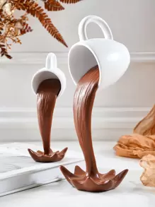 1 件悬浮树脂装饰漂浮咖啡杯，创意反重力倾斜咖啡杯装饰，适用于家庭、咖啡厅装饰和创意摄影道具