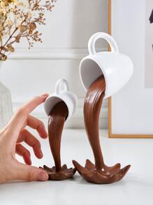 1 件悬浮树脂装饰漂浮咖啡杯，创意反重力倾斜咖啡杯装饰，适用于家庭、咖啡厅装饰和创意摄影道具