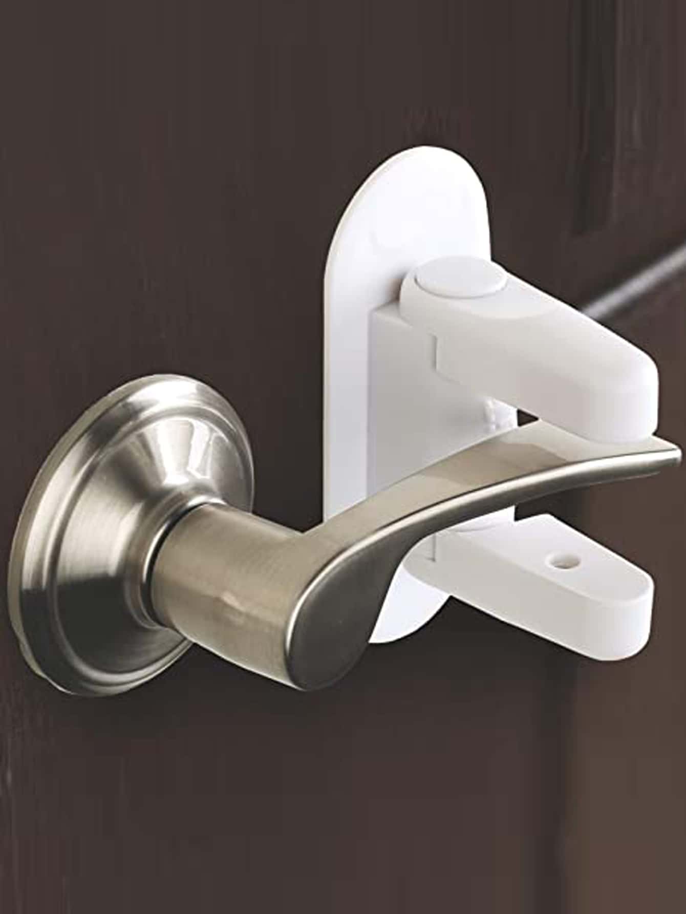 1pc Universal Door Lever Lock Child Baby Safety Lock Rotation Proof Professional Door Adhesive Security Latch Multi-Functional - White - View 1