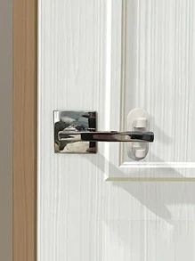 1pc Universal Door Lever Lock Child Baby Safety Lock Rotation Proof Professional Door Adhesive Security Latch Multi-Functional - White - View 2