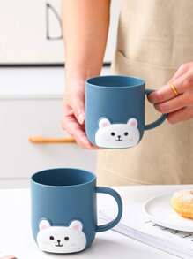 1入組卡通可愛風格飲水杯或者水洗杯子適用於家庭使用 - 藍色 - 查看 2