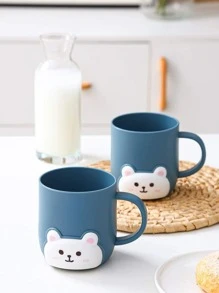 1入組卡通可愛風格飲水杯或者水洗杯子適用於家庭使用 - 藍色 - 查看 1