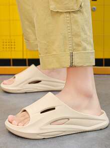 Men's Fashionable, Lightweight, Durable And Cut Out Single Band Slippers - Beige - View 3