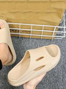 Men's Fashionable, Lightweight, Durable And Cut Out Single Band Slippers - Beige - View 1