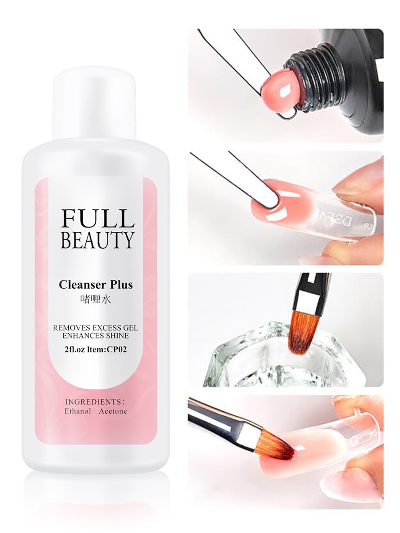 4 Bottle Acrylic Nail Gel Liquid Slip Solution for Soak Off UV