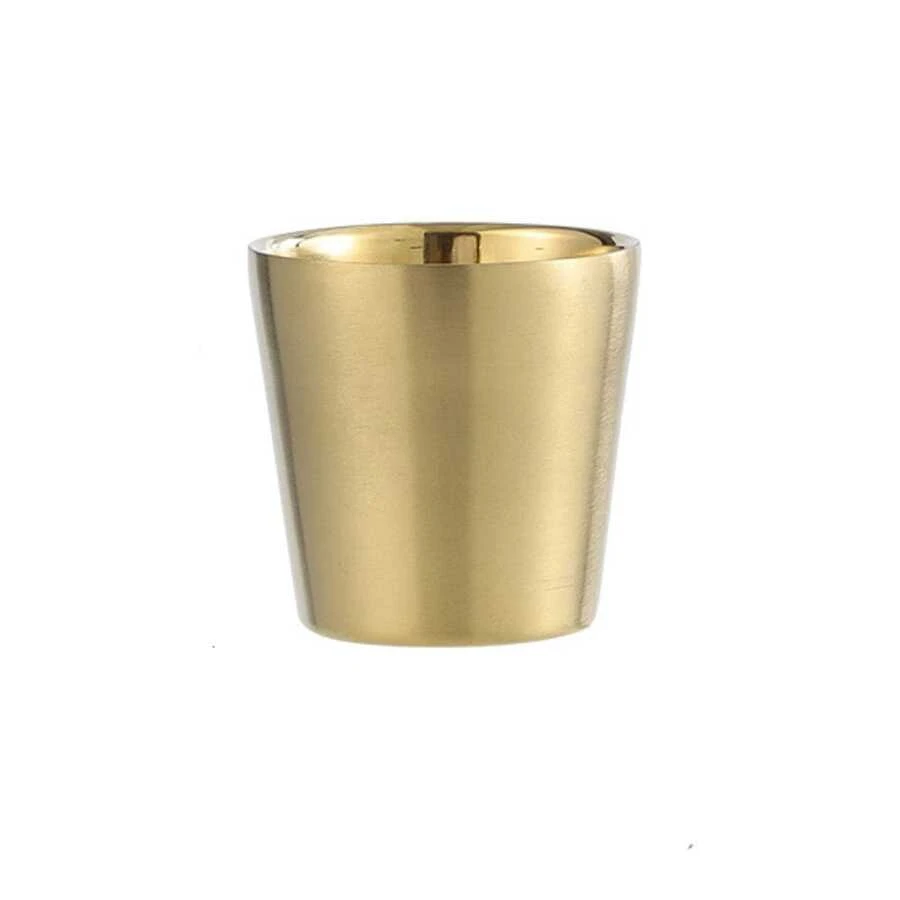 1 taza para té o café de doble capa con aislamiento térmico, de acero inoxidable 304, taza aislada térmicamente, color dorado, estilo coreano de cristalería - Dorado - Ver 1
