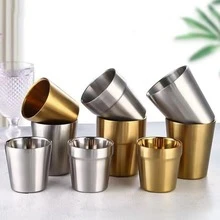 1 taza para té o café de doble capa con aislamiento térmico, de acero inoxidable 304, taza aislada térmicamente, color dorado, estilo coreano de cristalería - Dorado - Ver 6