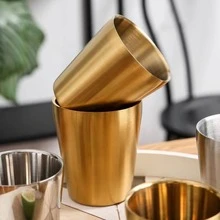 1 taza para té o café de doble capa con aislamiento térmico, de acero inoxidable 304, taza aislada térmicamente, color dorado, estilo coreano de cristalería - Dorado - Ver 4