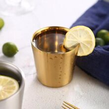 1 taza para té o café de doble capa con aislamiento térmico, de acero inoxidable 304, taza aislada térmicamente, color dorado, estilo coreano de cristalería - Dorado - Ver 8