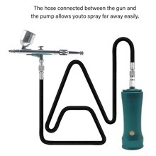 Pistola pulverizadora con compresor de aire portátil para pintar y dibujar, bomba de aire con bolígrafo pulverizador eléctrico, equipada con cepillo de limpieza y gotero, viene con 3 botellas: botella de metal de 10 ml, 2 botellas de plástico de 20 ml y 40 ml, se puede utilizar para pintar, maquillaje, manicura. Tatuaje, pintura corporal, pintura de cerámica, repostería, reparación de muebles y, y modelos para colorear. - Verde - Ver 3