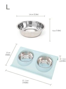 1入組PP寵物碗，簡約素色多格貓狗寵物碗 - 綠色 - 查看 3