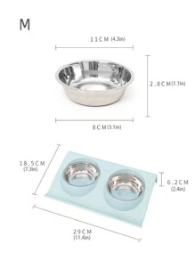 1入組PP寵物碗，簡約素色多格貓狗寵物碗 - 綠色 - 查看 2