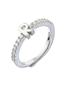 1pc Fashion Initials Letter Ring Women Classic Simple Opening Finger Ring For Women Party Jewelry Gift