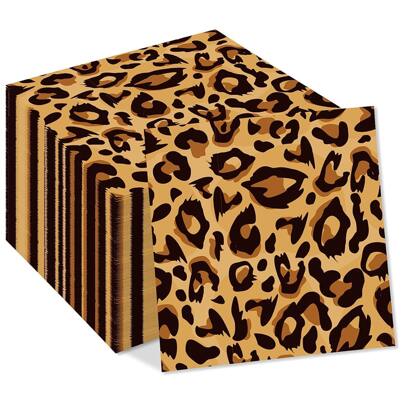 20 piezas Servilletas de fiesta con estampado de leopardo animal, servilletas desechables de vajilla con estampado de leopardo de la selva para fiestas con temática de leopardo, baby shower, boda, despedida de soltera, suministros para fiestas
