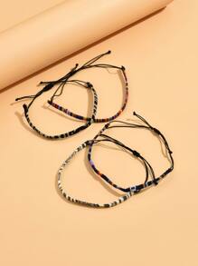 4入组/套女士手工彩色繩索編織腳鍊首飾套裝適用於日常穿著和度假 - 彩色 - 查看 3