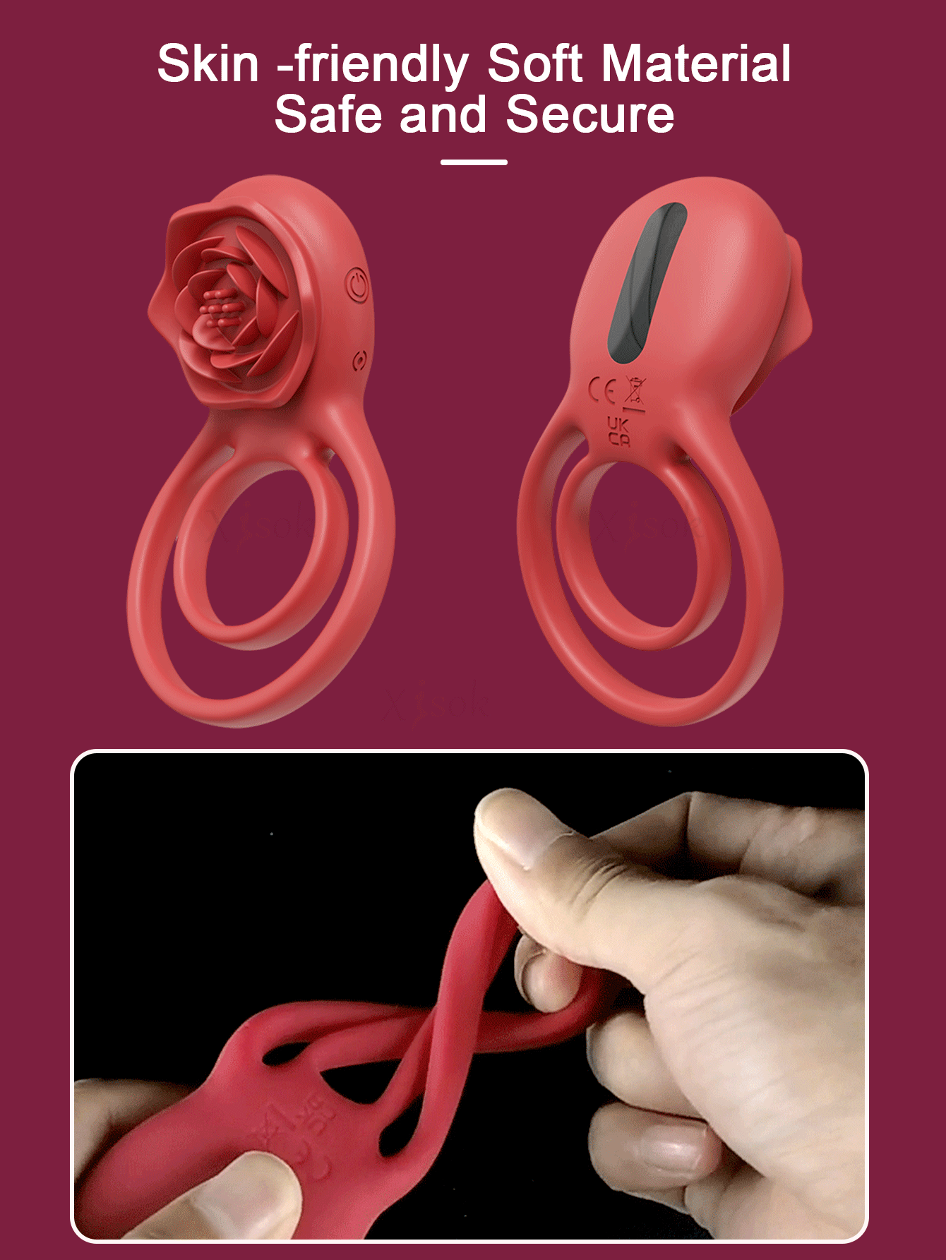 ｸﾘﾄﾘｽリング ローズペニスリングバイブレーター、男性用シリコンコックリング、ワイヤレスリモコンコックリング、乳首gスポットクリトリス刺激器、精液ロックリング、男性カップル向け大人のおもちゃ、juguetes  Sexuales、性的健康 | #SHEIN新生活応援セール