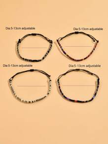 4入组/套女士手工彩色繩索編織腳鍊首飾套裝適用於日常穿著和度假 - 彩色 - 查看 4