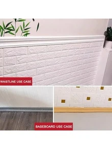 3D泡沫成型條,防水&防碰撞線,自黏式牆貼適用於裝飾 - 白色 - 查看 3