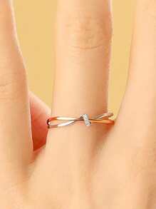 BALMORA 1枚奢华优雅的S925纯银扭结戒指，玫瑰金戒托，百搭礼物，适合情侣、女友周年纪念礼物