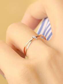 BALMORA 1枚奢华优雅的S925纯银扭结戒指，玫瑰金戒托，百搭礼物，适合情侣、女友周年纪念礼物