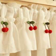 白色蕾絲&櫻花薄紗窗簾,鑽頭櫥櫃&廚房窗戶薄透窗簾,田園風格 - 白色 - 查看 2