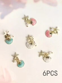 Nâng cấp Của bạn Móng tay Phong cách , 6 cái Biển Ngôi sao lột vỏ Hợp kim + Nhựa DIY Nghệ thuật làm Móng Phụ kiện , Thích hợp Đối với phụ nữ Và Cô gái - Nhiều màu - Xem 1