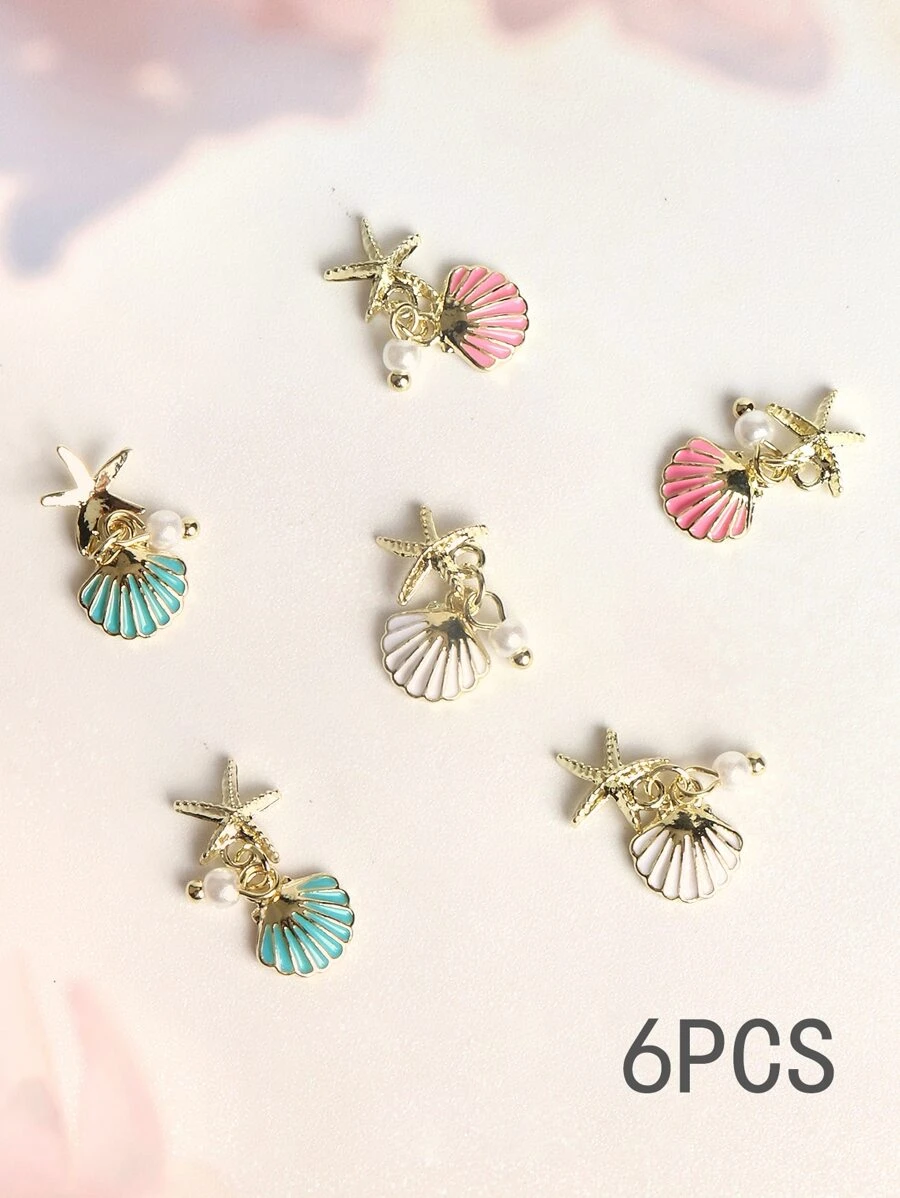 Nâng cấp Của bạn Móng tay Phong cách , 6 cái Biển Ngôi sao lột vỏ Hợp kim + Nhựa DIY Nghệ thuật làm Móng Phụ kiện , Thích hợp Đối với phụ nữ Và Cô gái - Nhiều màu - Xem 1