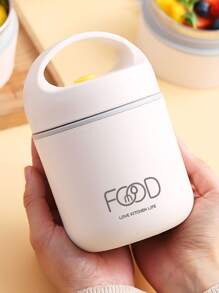 1 pieza Caja de almuerzo y taza para sopa aislada de acero inoxidable 304 con tapa sellada y asa, recipiente térmico portátil para alimentos, regalo de Navidad - Blanco - Ver 1